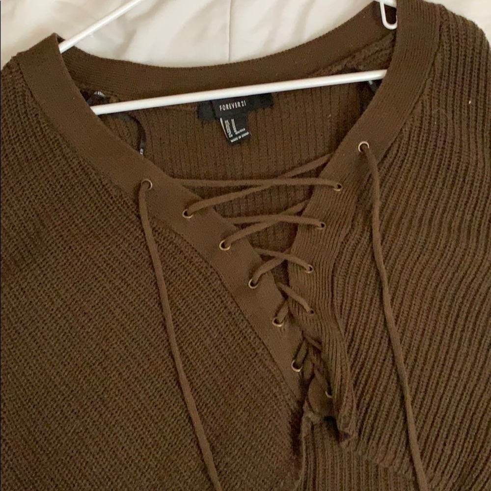 F21 tie up sweater